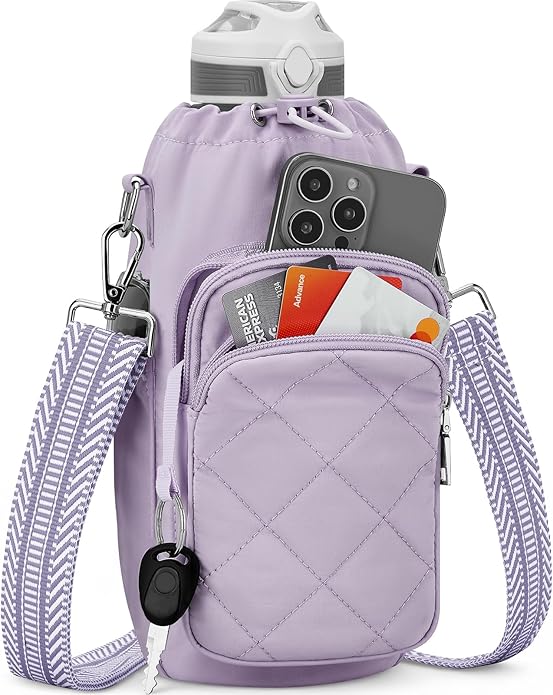 SYTRAH Water Bottle Bag Crossbody，Insulated Water Bottle Purse Crossbody Water Bottle Holder with Strap 40 oz