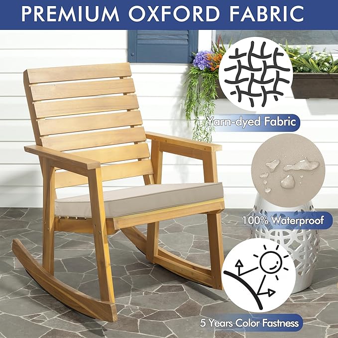 Outdoor Chair Cushions 24 x 24 Inch Water Resistant Patio Chair Cushions with Tie Color Fastness Thick Outdoor Seat Cushion for Garden Lawn Patio Furniture Cream Set of 2
