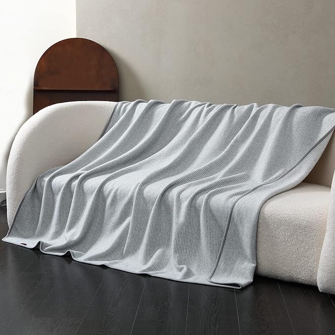ACUSHLA Merino Wool Camp Blanket - Warm Thick Washable Large Bed Throw for Couch Sleeping Grass Stadium Picnic Hiking Van, Grey 79" x 63"