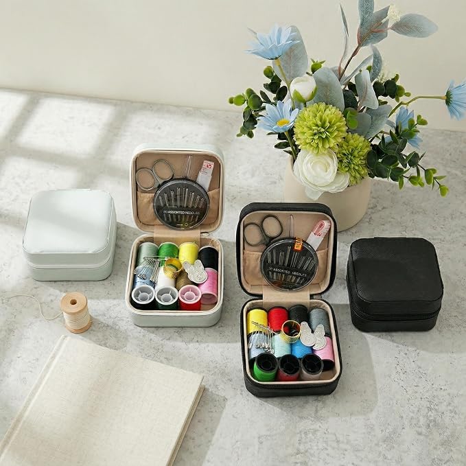 Portable Sewing Kit for Adults, Travel Sewing Supplies with Needles, Thread, Scissors, Zipper Repair Kit, Mini Emergency Sewing Set for Home, Office, Beginner & on-the-Go Repairs (Green)