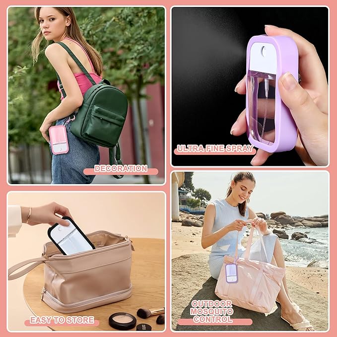 Refillable Hand Sanitizer Spray Bottle - 1oz / 30ml Leakproof Empty Spray Bottle with Silicone Case, Funnel & Clip,Portable Mini Travel Sanitizer Holder for Purse, Pocket, Gym Bag