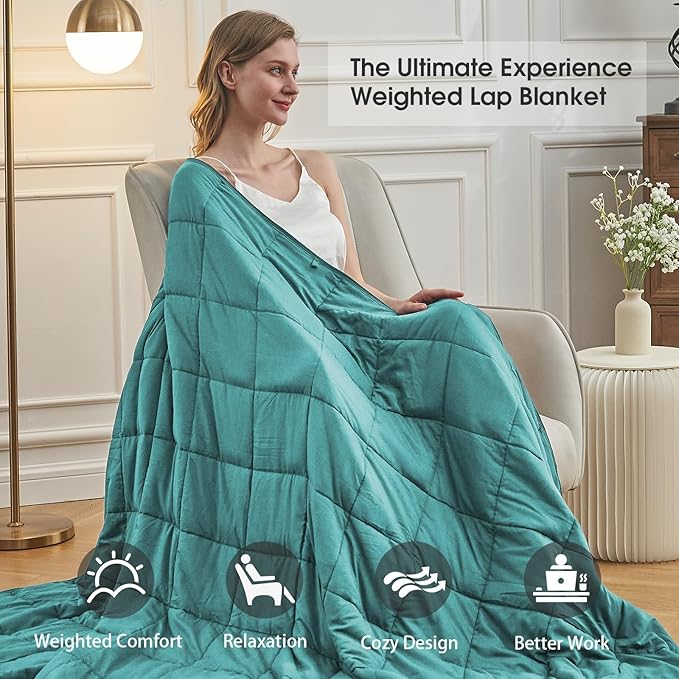 Teal Weighted Blanket for Adults 20lbs, 48"x72", Twin Full Size Cooling Heavy Throw Blanket for 180-220lbs, Microfiber Soft Thick Big Blankets Weighted Comforter Breathable Gift for Sleeping