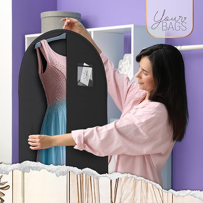 Black Suit, Dress and Gown Garment Travel Bags - 54" x 24" - with Large Window