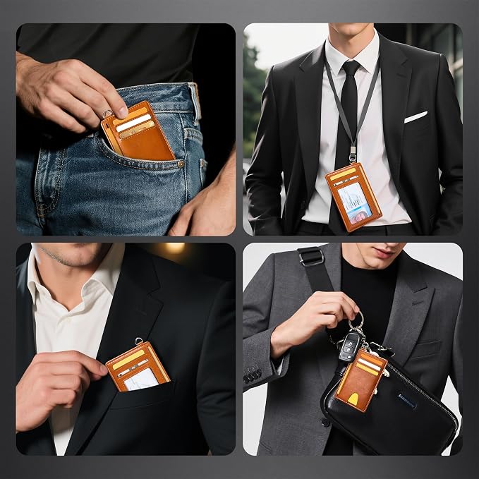 Mayski Slim Wallet, Credit Card Holder for Women, Minimalist Front Pocket RFID Blocking Card Cases, Small Wallet Women Men(Oiled Wax Brown)