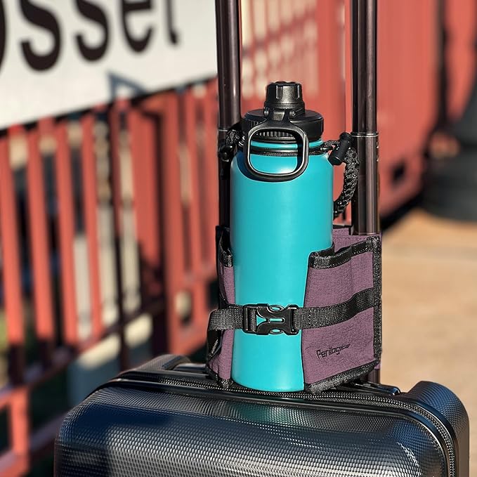 Luggage Cup Holder Attachment – Hands-Free Drink Carrier for Coffee Mugs, Bottle and Tumblers, Essential Travel Accessory, for Flight Attendants & Travelers
