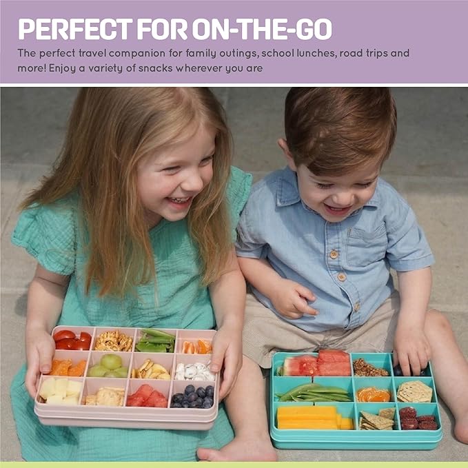 melii Snackle Box | 12-Compartment Divided Snack Container, BPA-Free Food Storage, Removable Dividers, Perfect for Kids Snacks, Arts & Crafts, Beads, and Kitchen Organization (Purple)