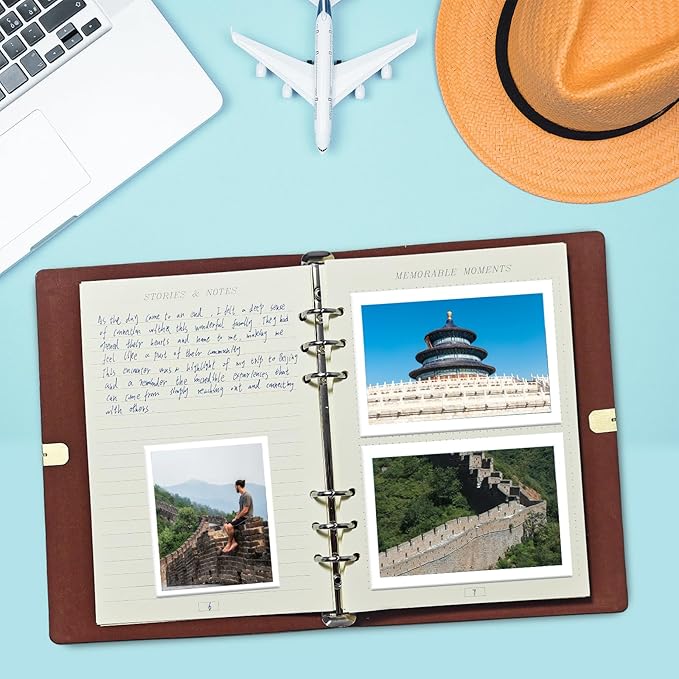 GoShambar Travel Journal for Women Men, Leather Travel Scrapbook Notebook & Adventure Book Travel Planner Memory Diary, Travel Gifts (Pink)