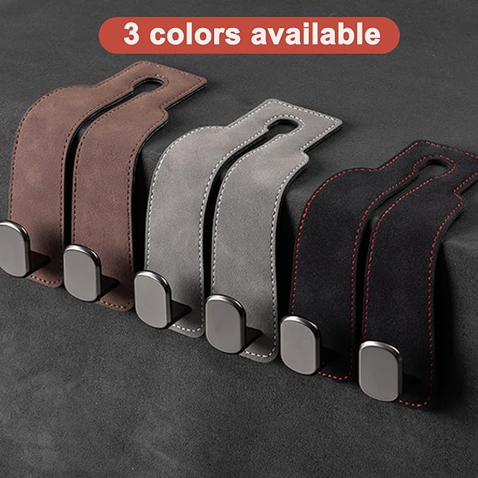 Amelity Universal Car Headrest Hooks, Women’s Car Interior Accessories for Purses Handbags Grocery & Backpacks, Black 2 Pack