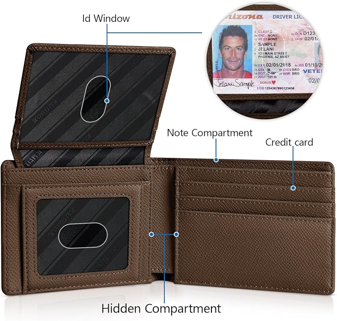 RUNBOX Wallet for Men -Slim Rfid Leather Mens Bifold Novelty Wallets 2 ID Window With Gift Box Men's Accessories | Slim
