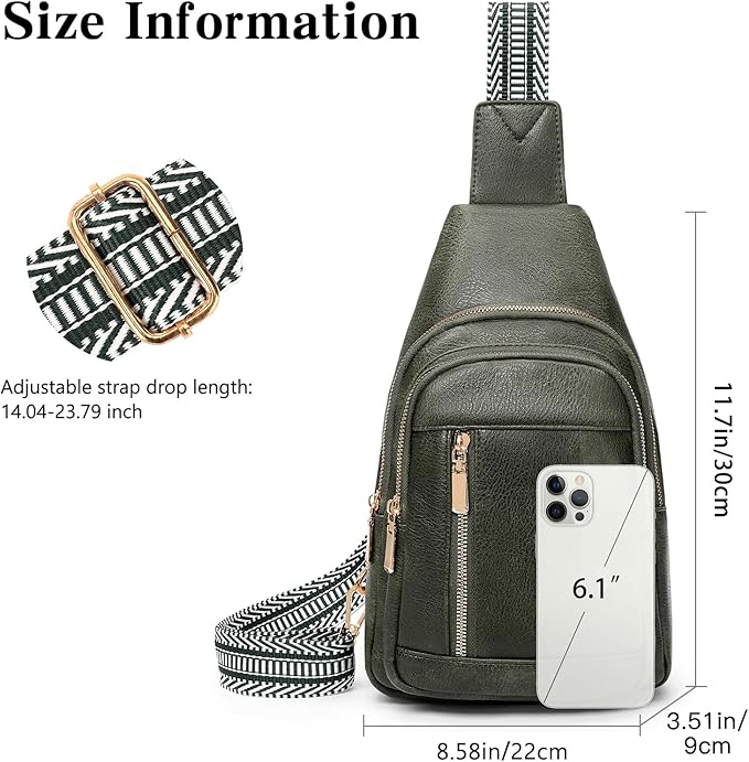 GAEKEAO Sling Bag for Women Crossbody Bags Vegan Leather Fanny Pack Chest Trendy Shoulder Bag for Travel Everyday Vacation