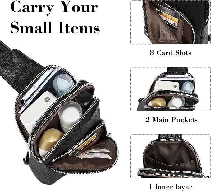 INICAT RFID Blocking Sling Bag, Anti Theft Crossbody Bag for Women Compact Travel Purses Leather