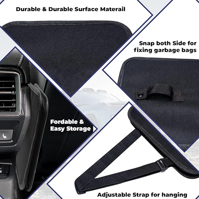 BFXM Car Trash Can, 2.8 Gallons Foldable Car Garbage Can, Collapsible Hanging Car Trash Bin for Car Seat, Leakproof Garbage Bags, Car Interior Accessories