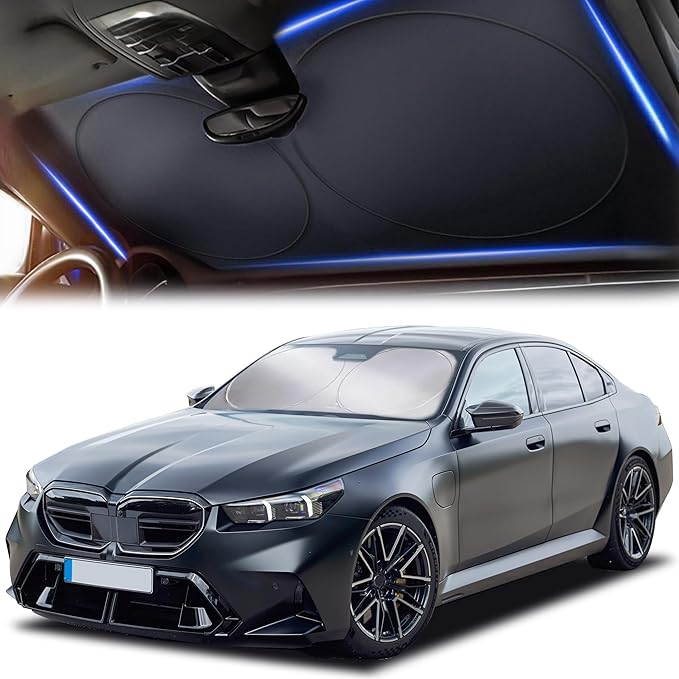 Autovir Windshield Sun Shade – 280T Reflective Front Window Sun Blocker, Heat Shield Automotive Sun Visor Protection, Foldable with Storage Bag, Car Accessories Fits Coupe, Hatchback