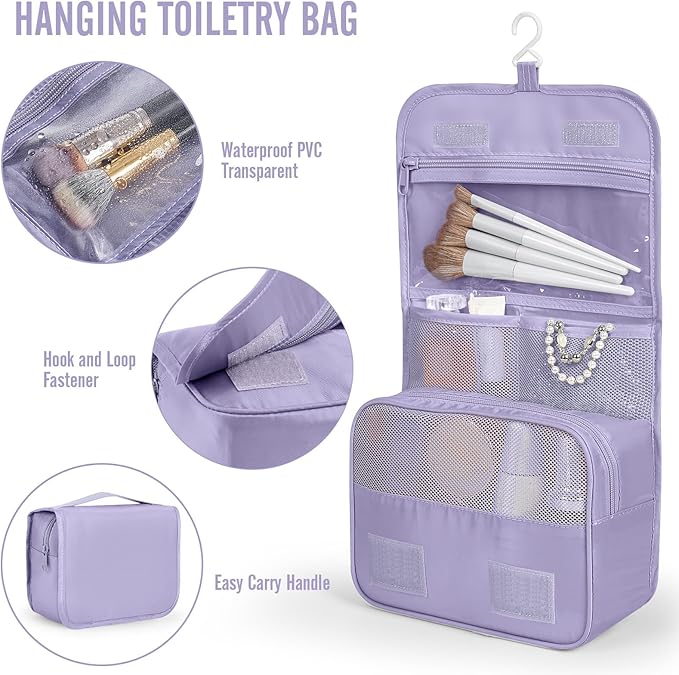 Veken 8 Set Packing Cubes for Travel Essentials,Anti-Wrinkle Buckled Suitcase Organizer for Shoe & Toiletry Bag,Carry On Luggage Bag for Airplane & College Dorm Room Accessories,Women Men Gifts