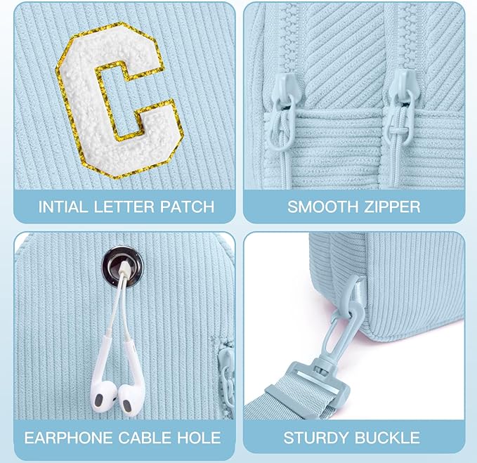 Viverte Small Corduroy Sling Bag Initial Crossbody Bag Fanny Pack for Girls Personalized Birthday Gifts for Teen Girls Gifts
