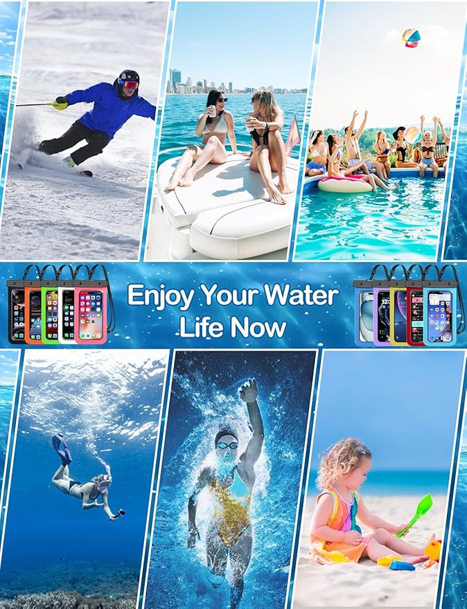 Waterproof Phone Pouch,2 Pack Black Phone Waterproof Case,Cell Phone Dry Bag,Protection Level: IP68,Beach Cruise for Apple iPhone,Samsung,and More,Lanyard Included,(Fits Up to 8.3”),Black