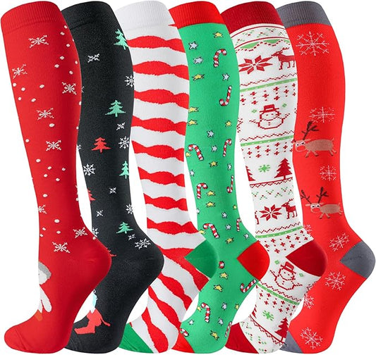cerpite Compression Socks for Women & Men 6 Pairs Knee High Compression Socks 20-30 mmhg Best for Running,Nurse,Travel