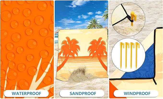 HIHOHO Beach Blanket Waterproof Sandproof Extra Large Beach Mat 79" X 83"/120"x108"for 1-8 Adults Quick Drying Durable Outdoor Picnic Mat for Beach Travel Camping Hiking