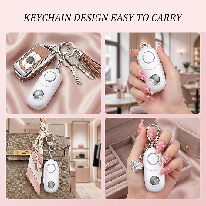 Personal Alarm for Women Keychain Alarm: Qoosea 135dB Emergency Keychain Siren with Strobe Light Loud Siren for Women Kids Students Seniors Emergency Self-Defense for Night Sports