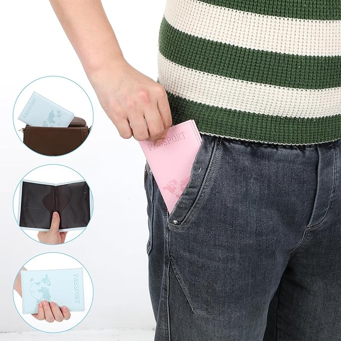 4 Pcs Ultra Slim Passport Wallet, PU Leather Passport Cover, Passport-Holders Blocking-Passport Cover Case for Credit Card Cash Air Ticket