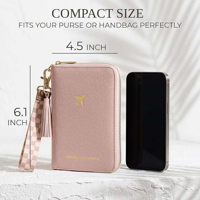 Beautiful Passport Holder for Travel with Wristlet Strap - All-in-One Wallet for Women with Card Slots and Tassel Keychain - Perfect RFID Blocking Case to Keep Your Travel Documents Organized & Safe