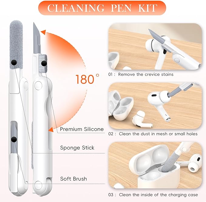 R-fun for AirPods Pro 3 Case with Cleaning Kit, Soft Liquid Silicone Rubber Protective Cover, Compatible with AirPods Pro 3rd Generation Case (2025), Compatible with MagSafe, Orange