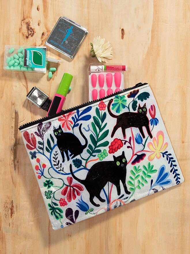 Blue Q Zipper Pouch, Made from 95% Recycled Material, 7.25" h x 9.5" w, Colorful Chunky Zipper