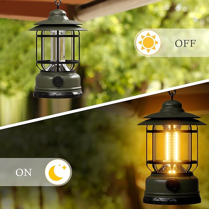 Camping Lanterns Battery Powered, 3 Pack Green LED Rechargeable Lantern with Stepless Dimming, Vintage Portable Camping Lights for Emergency, Fishing, Camping, Hiking, Outage, IPX4 Waterproof