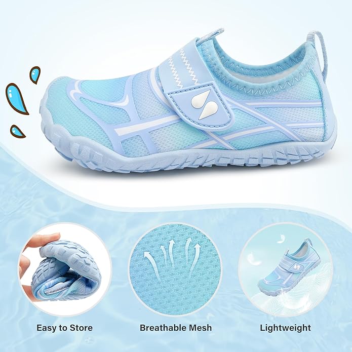 Stelle Kids Water Shoes Wide Toe Box Barefoot Quick Dry Non-Slip Aqua Shoes for Boys Girls Toddler Beach Swim Pool