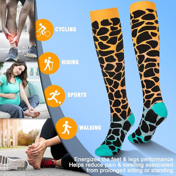 bropite Flora Compression Socks for Women & Men-Knee high 6 Pairs 20-30mmhg Support Running Nurse Travel