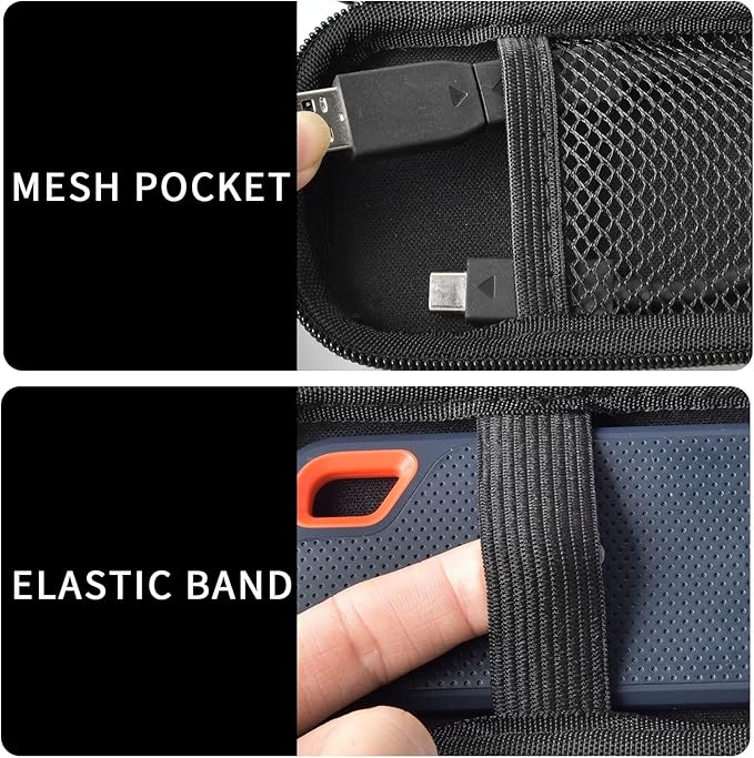 PAIYULE SSD Case for SanDisk Extreme Portable SSD Old & New Model and Extreme PRO, Hard Shell Protective Storage Bag, Fits 1TB 2TB 4TB 8TB External Solid State Drive for Business Travel(Fullblack)