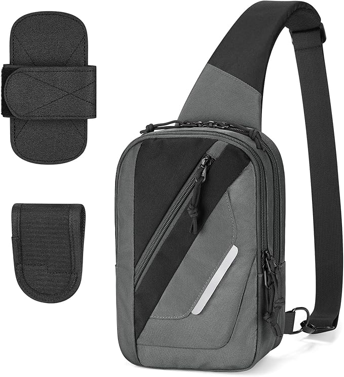 CVLIFE CCW Sling Bag for Men & Women, Tactical EDC Concealed Carry Chest Pack, Quick Draw Concealment Purse, Everyday Carry Crossbody Shoulder Bag for Travel, Hiking, Running & Daily Use, Grey