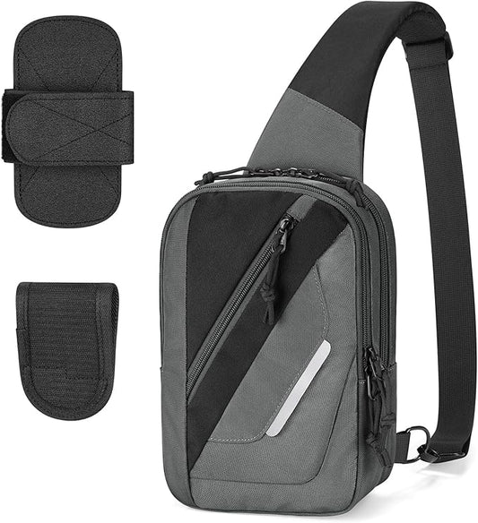 CVLIFE CCW Sling Bag for Men & Women, Tactical EDC Concealed Carry Chest Pack, Quick Draw Concealment Purse, Everyday Carry Crossbody Shoulder Bag for Travel, Hiking, Running & Daily Use, Grey