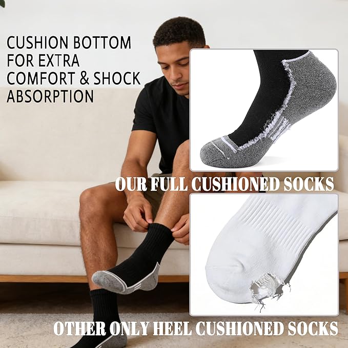 Urban Virgin Men Athletic Quarter Running Compression Socks Cotton Cushioned Athletic Ankle Moisture Wicking Socks Women