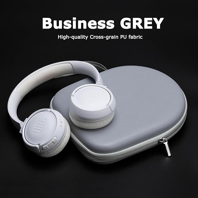 Ginsco Headphone Case Compatible with JBL Tune 510BT/520BT/500BT with Sony WH-CH520/510, Ultra-Slim Hard Shell Waterproof Headphone Case for On Ear Headphones (Gray White)