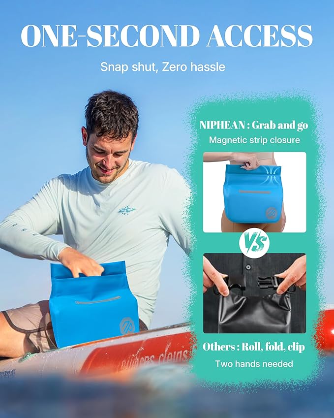 niphean IPX7 Waterproof Fanny Pack with Magnetic One-Hand Closure, Durable Waterproof Dry Bag, for Kayaking, Paddle Boarding, Beach Cruise Essentials, 2.5L Phone Pouch Dry Bags for Men Women