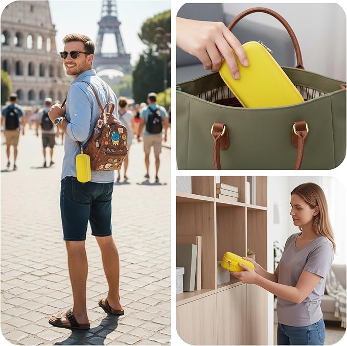 Double Eyeglasses Case,Hard Shell Glasses Case Travel Sunglasses Organizer with Adjustable Slot & Clip for Men Women