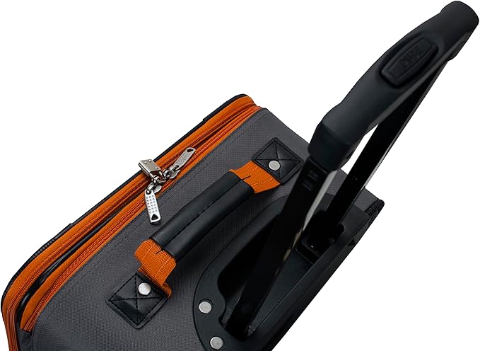 Rockland Fashion Softside 2 Piece Luggage Set, Expandable, (14" Tote/19" Upright), Charcoal
