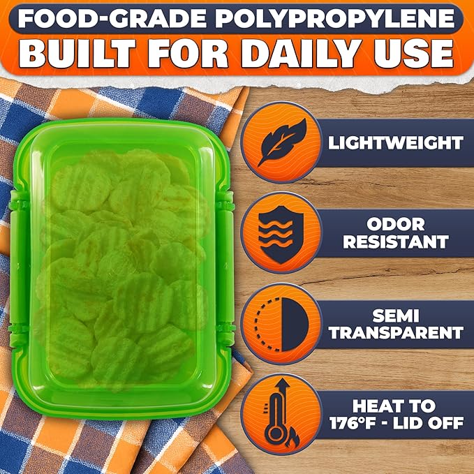 6 Pcs Lock Top Snack Containers with Lids – 4.6 Oz Small Snap Storage Containers – Microwave and Dishwasher Safe, 2 Side Clips for Sauces, Pastes, Spreads, Snacks | Kitchen, Travel, Office, Crafts