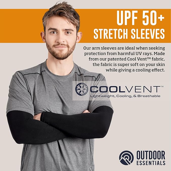 OutdoorEssentials UV Sun Sleeves for Men & Women, Cooling Arm Sleeves UPF 50+ | Golf, Tattoo Cover Up, Sun Protection