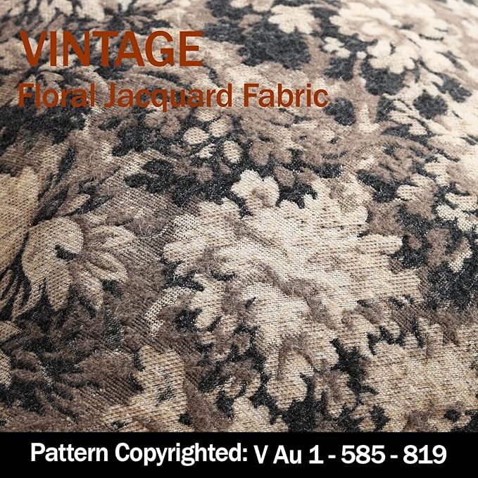 DEZENE Pack of 2 Vintage Floral Throw Pillow Covers 20x20 Boho Farmhouse Accents Chenille Square Decorative Pillow Cases for Living Room Couch Bed Home Decor, Taupe