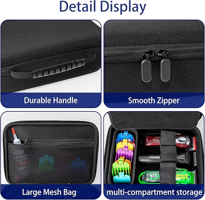Hard Travel Case for Hair Clippers, Hair Cutting Barber Supplies Holder, Trimmer Organizer Storage Bag for Hatteker/Oneisal/Wahl 5Star/Andis Men Razor Guard Grooming Kits