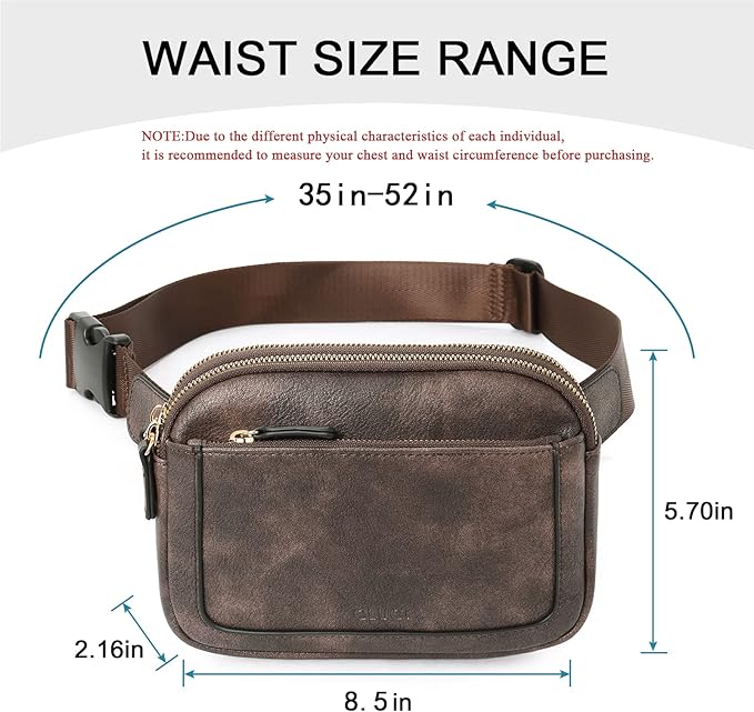 CLUCI Fanny Packs for Women Cross body, Belt Bag for Women, Mini Everywhere Crossbody Waist Bag Adjustable Strap, Vegan Leather Women's Fanny Pack