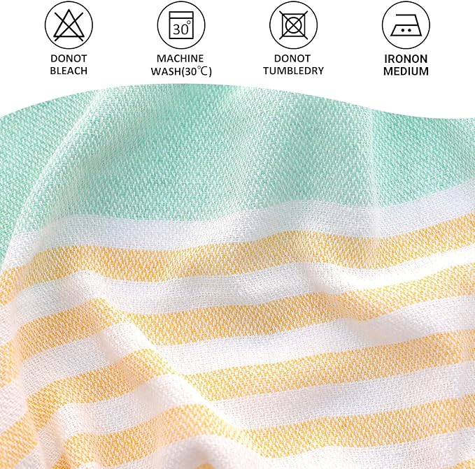 cabanana Turkish Beach Towel Oversized - 40"x70" Quick Dry Sand Free Thin Beach Towels for Adults,Extra Large Cotton Lightweigh Travel Towel for Beach Accessories (Aqua Yellow)
