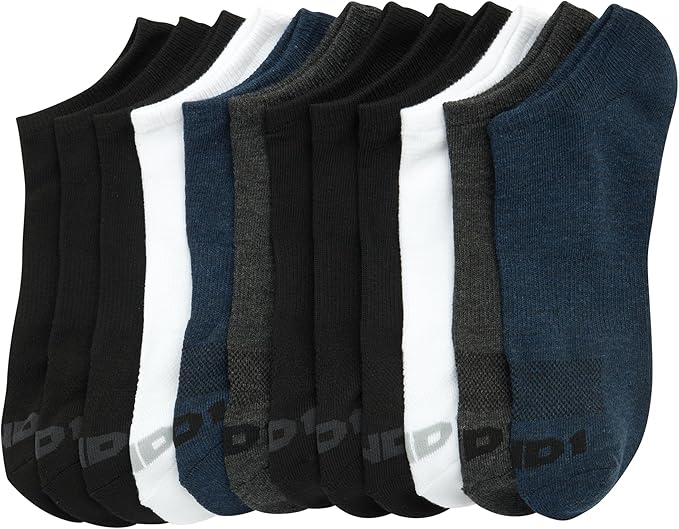 AND1 Mens No Show Socks - 12 Pack Performance Stretch Athletic Compression Socks for Men - Sports Low Cut Socks (6-12.5)