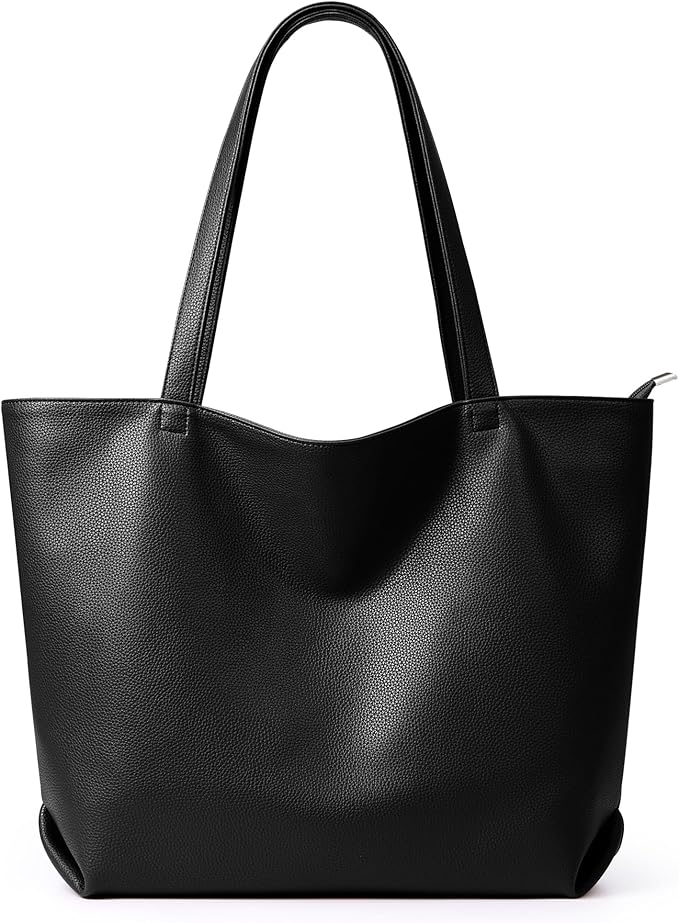 WLLWOO Soft Vegan Leather Tote Bag for Women Large Casual Hobo Handbags Zipper Shoulder Work Daily Weekender Travel Purse