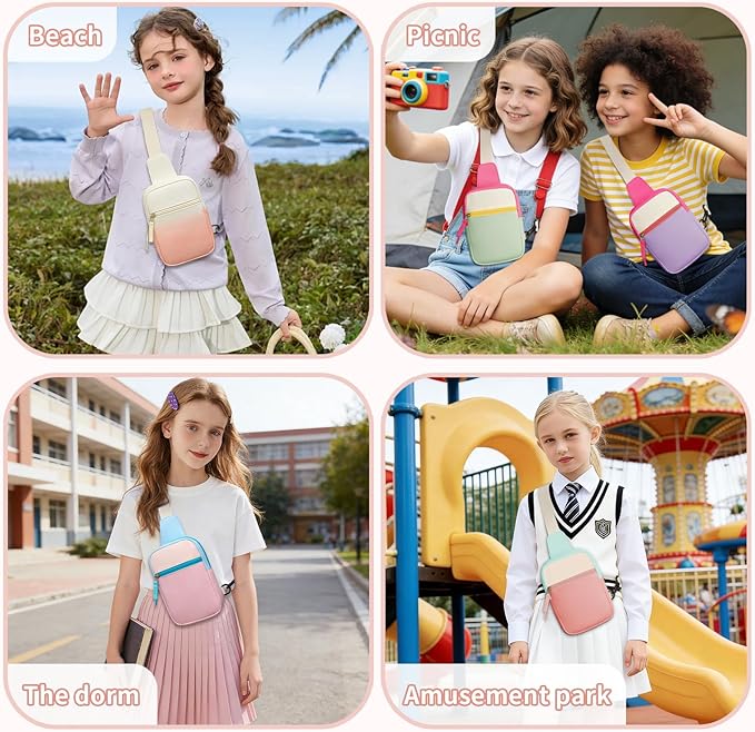Birthday Gifts for 8 9 10 11 12 Year Old Teens Girls Kids, Fanny Pack Crossbody Bag Sling Belt Bags Purse, Dorm Travel Essentials for Girls Fashion, Preppy Tween Teen Girl Gift Trendy Stuff