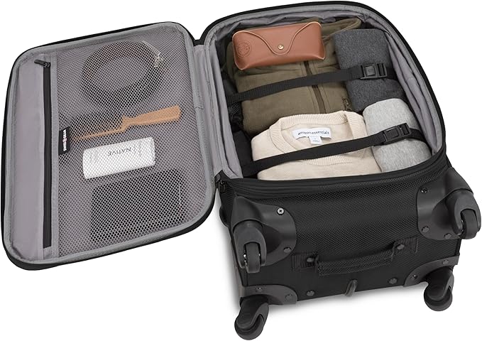 SWISSGEAR Sion 2-Piece Travel Set, Softside Expandable Carry-On Spinner Bundled with 1900 ScanSmart 17" Laptop Backpack with RFID Blocking & Tech Organization, Black