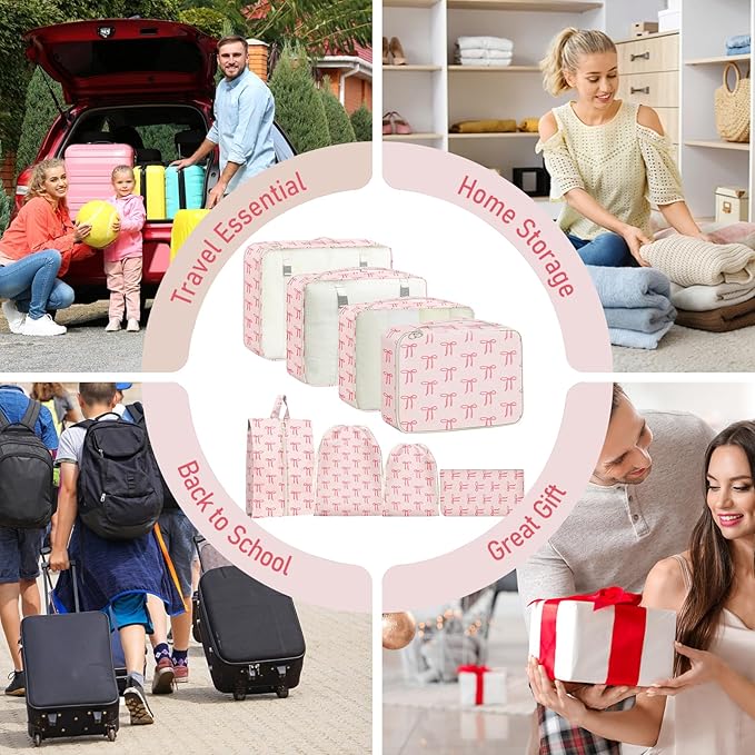 8 Set Packing Cubes for Travel Suitcase Organizer Bags Luggage Packing Cubes Set Travel Essentials Accessories Gifts for Women
