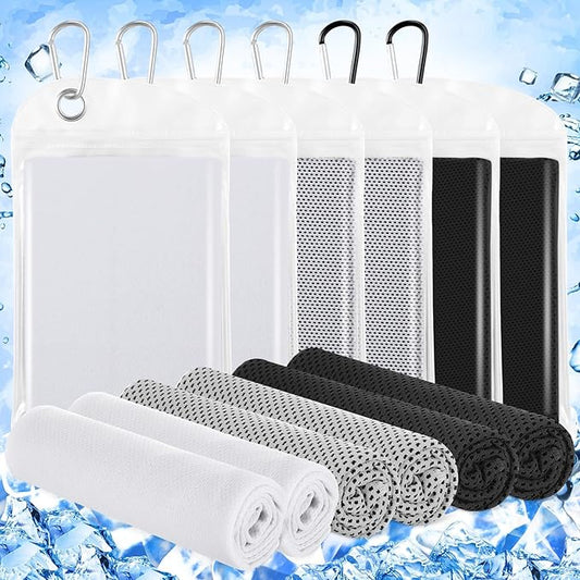 Hosuly 6 Pack Cooling Towels 40" x 12" Sport Towels, Cooling Rag for Neck and Face Ice Breathable Chilly Portable Neck Wraps for Yoga(Multicolor)
